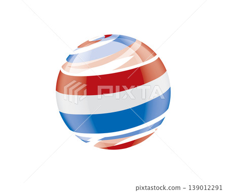 Illustration of globe wrapped in Netherlandish flag patterns with subtle shadowing 139012291