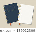 Premium Spiral Notebook Duo Vector Closed Hardcover and Open Dot Grid Pages. Academic Stationery Set with Gold Binding for Branding and Digital Planning 139012309