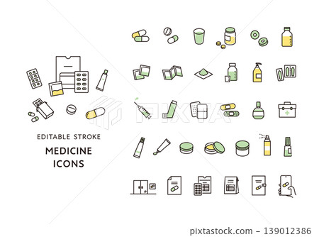 A set of icons for various medicines 139012386