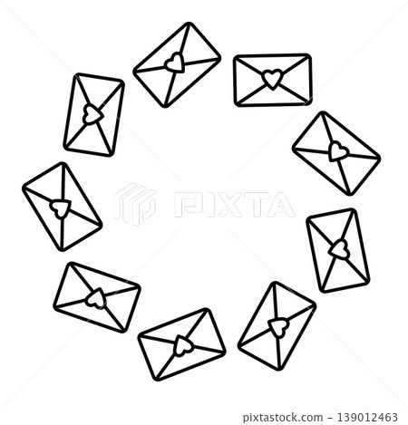 Love letter envelope wreath outline icon Love letter envelope wreath outline icon 139012463