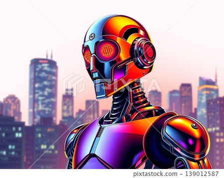 1950s-style retrofuturistic robot illustration 1950s-style retrofuturistic robot illustration 139012587