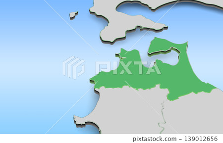 The map of Aomori Prefecture has a light blue gradient background and graphic materials (CG production) on the right. 139012656