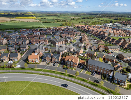 Housing estate in the market town of Malton in North Yorkshire in England Housing estate in the market town of Malton in North Yorkshire in England 139012827