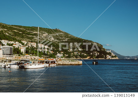 Amazing view of Dubrovnik and the sea in a sunny day. Travel destination in Croatia. Amazing view of Dubrovnik and the sea in a sunny day. Travel destination in Croatia. 139013149