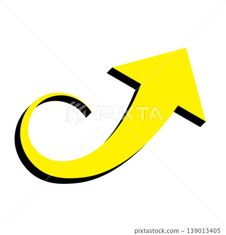 A simple yellow arrow illustration pointing upwards to the right, on a white background. A simple yellow arrow illustration pointing upwards to the right, on a white background. 139013405