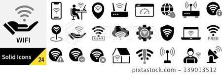 與 Wi-Fi 相關的向量輪廓圖示集 與 Wi-Fi 相關的向量輪廓圖示集 139013512
