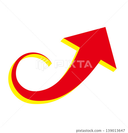 A simple red arrow illustration pointing upwards to the right, on a white background. 139013647