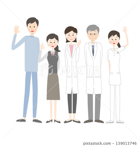 Smiling medical worker waving 139013746