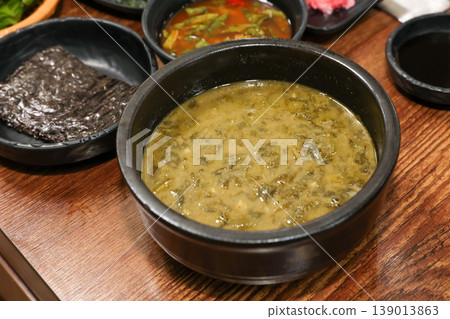 delicious authentic korean eel soup with healthy ingredients 139013863