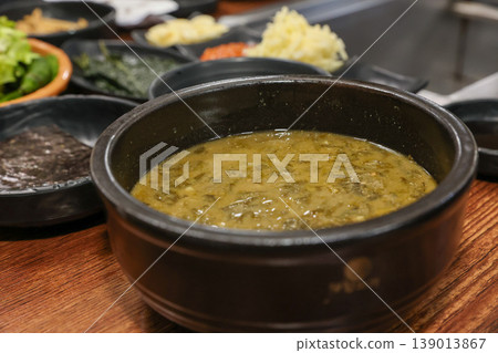 delicious authentic korean eel soup with healthy ingredients 139013867