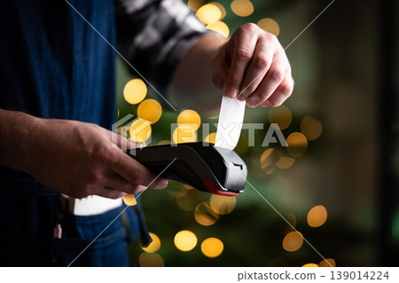 Waiter Printing A Receipt With Pos Terminal 139014224