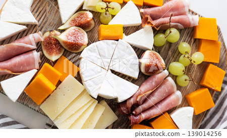 Delicious Cheese Plate With A Variety Of Cheeses 139014256