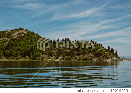 Amazing view of Skadar Lake and beautiful mountains on a sunny morning. 139014353
