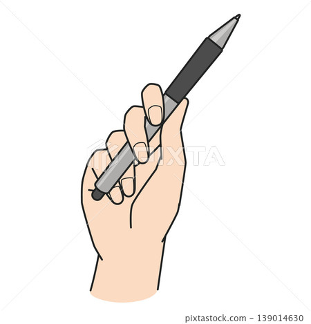 An illustration of a right hand holding a pen tablet for drawing. An illustration of a right hand holding a pen tablet for drawing. 139014630