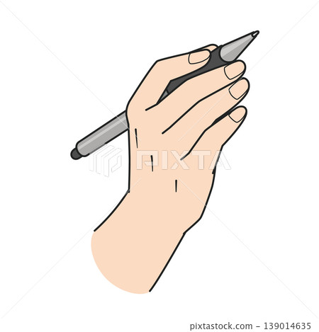 Illustration of a right hand holding a pen tablet for drawing. Illustration of a right hand holding a pen tablet for drawing. 139014635