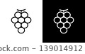 葡萄線條圖示。單色向量插圖集，包含白色和黑色線條。 139014912