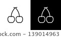 櫻桃線條圖示。單色向量插圖集，包含白色和黑色線條。 139014963