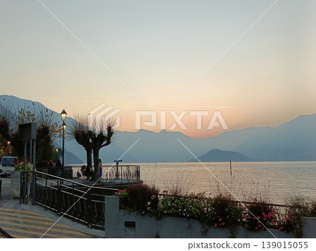 TREMEZZO, ITALY November 2024 Lake Como on a cloudy evening. 139015055