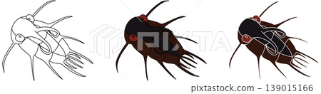 一組以巨型雙翅目三葉蟲(Dicranurus monstrosus)為主題的普普藝術插畫 一組以巨型雙翅目三葉蟲(Dicranurus monstrosus)為主題的普普藝術插畫 139015166