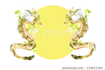 兩條金龍相對而立的插圖 兩條金龍相對而立的插圖 139015169