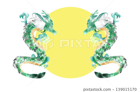 手繪雙龍插圖 手繪雙龍插圖 139015170