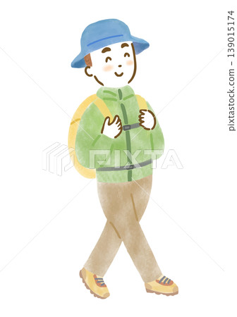Illustration of a man hiking Illustration of a man hiking 139015174