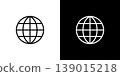 地球線條圖示。單色向量圖，由白色和黑色線條構成。 139015218