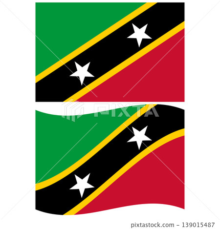 Waving flag of Saint Kitts and Nevis. Saint Kitts and Nevis flag on white background. Jordan Flag. flat style. Waving flag of Saint Kitts and Nevis. Saint Kitts and Nevis flag on white background. Jordan Flag. flat style. 139015487