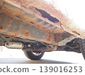 The frame of the car is corroded by rust. 139016253