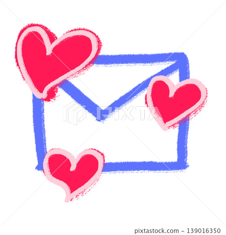 手繪信封與心形圖示 | 情書，透明，可愛 139016350