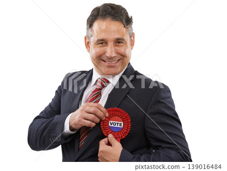 Man, vote and portrait for election, ribbon and politician for support, government and politics. Elections, voter choice and representative for party, registration and democracy for voting register Man, vote and portrait for election, ribbon and politician for support, government and politics. Elections, voter choice and representative for party, registration and democracy for voting register 139016484