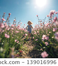 Child running through shibazakura flower  139016996