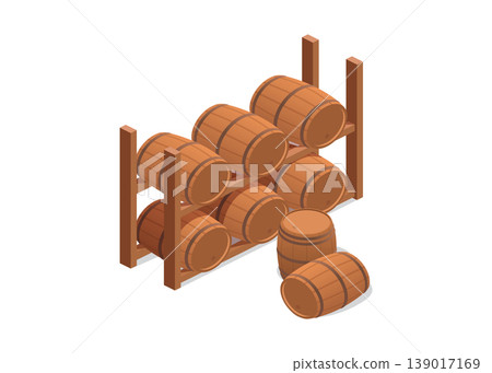 Barrel Storage and Logistics Illustration 139017169