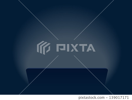 Minimalist Silhouette of a Laptop Screen with Soft Blue Ambient Glow Minimalist Silhouette of a Laptop Screen with Soft Blue Ambient Glow 139017171