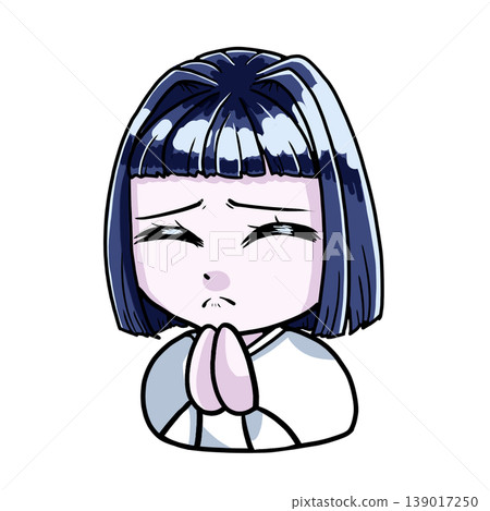 A color illustration of a chibi girl with a cool winter complexion, as requested. 139017250