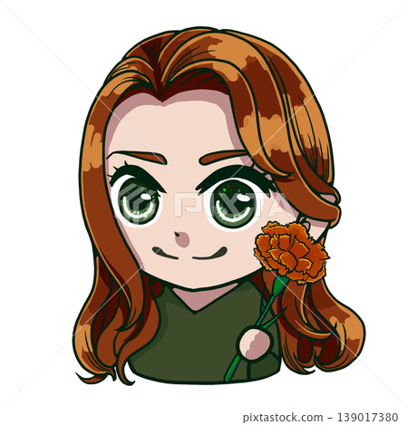 一幅Q版彩色插畫,描繪了一個膚色偏暖(秋季型)的女孩手捧康乃馨。 一幅Q版彩色插畫,描繪了一個膚色偏暖(秋季型)的女孩手捧康乃馨。 139017380