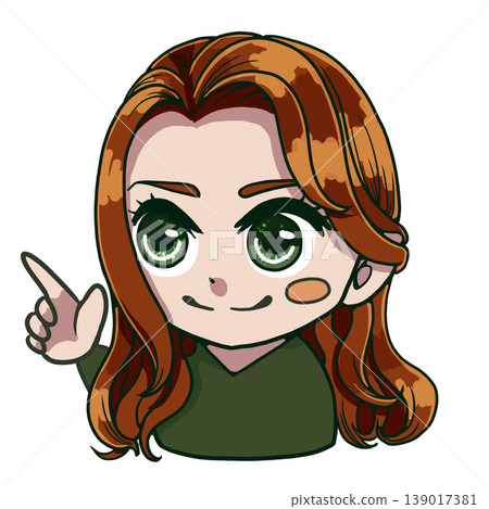 A chibi-style color illustration of a girl with warm undertones (autumn type) pointing to the upper right. A chibi-style color illustration of a girl with warm undertones (autumn type) pointing to the upper right. 139017381