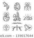 easter icons, christian cross, easter egg, dove and more, icon set, resurrection day simple symbols, linear vector illustration 139017644