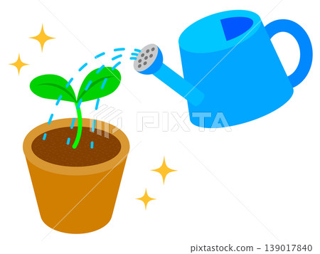 用澆水壺給盆栽植物澆水的示意圖。 用澆水壺給盆栽植物澆水的示意圖。 139017840