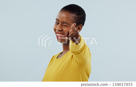Woman, portrait and hand pointing you to show winner, opportunity or success choice on a white background. Happy African person with finger to vote for winning and competition or decision in studio Woman, portrait and hand pointing you to show winner, opportunity or success choice on a white background. Happy African person with finger to vote for winning and competition or decision in studio 139017855