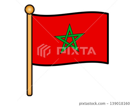 Illustration of a Moroccan flag fluttering in the wind Illustration of a Moroccan flag fluttering in the wind 139018160
