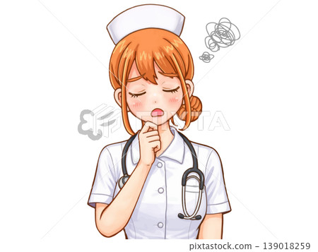 憂心忡忡的女護士插畫(3) 憂心忡忡的女護士插畫(3) 139018259