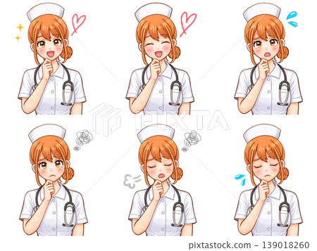 Illustration set of a worried female nurse (2) Illustration set of a worried female nurse (2) 139018260