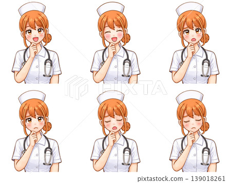 一組三幅插圖,描繪了一位憂心忡忡的女護士 一組三幅插圖,描繪了一位憂心忡忡的女護士 139018261