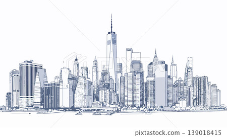 New york city skyline drawing illustrating urban architecture New york city skyline drawing illustrating urban architecture 139018415