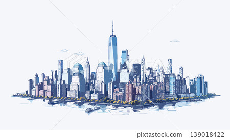 New york city skyline vector drawing illustrating urban architecture 139018422