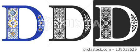 Capital Letter D With Mediterranean Tile Pattern 139018629
