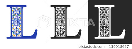 Capital Letter L With Mediterranean Tile Pattern Capital Letter L With Mediterranean Tile Pattern 139018637