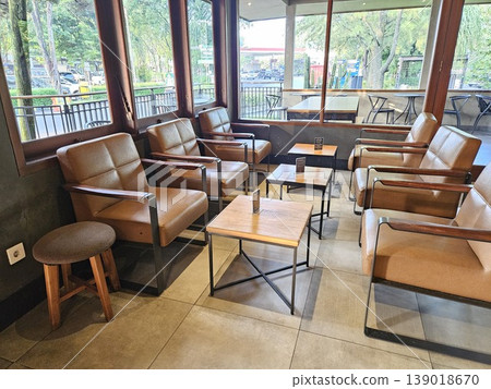 This cafe and restaurant interior with chair and table  139018670