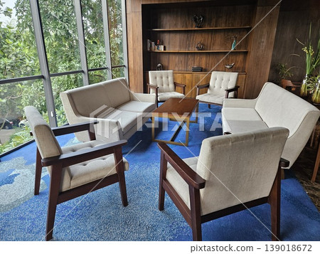 This cafe and restaurant interior with chair and table  139018672